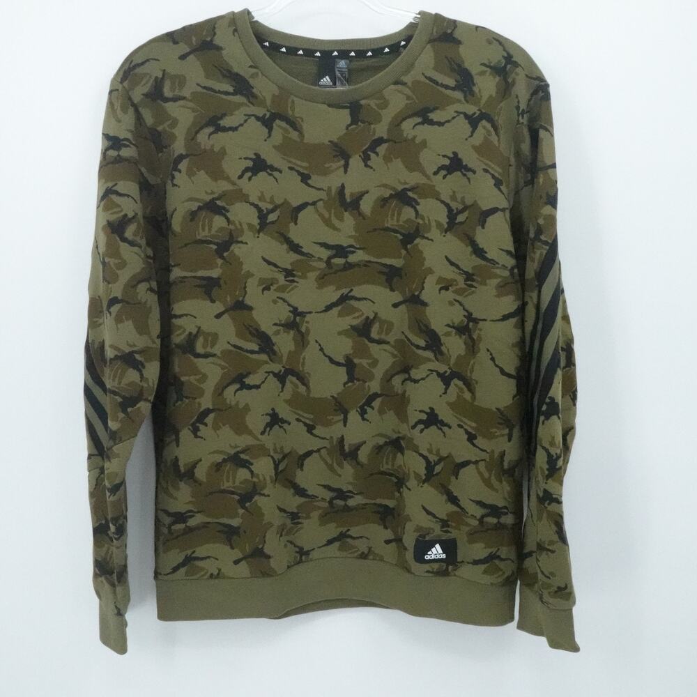 Adidas Sweater Mens Large Green‎ Camouflage Primegreen Crewneck Pullover Jumper